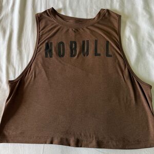 NOBULL Brown Cropped Muscle Tank with Black Logo